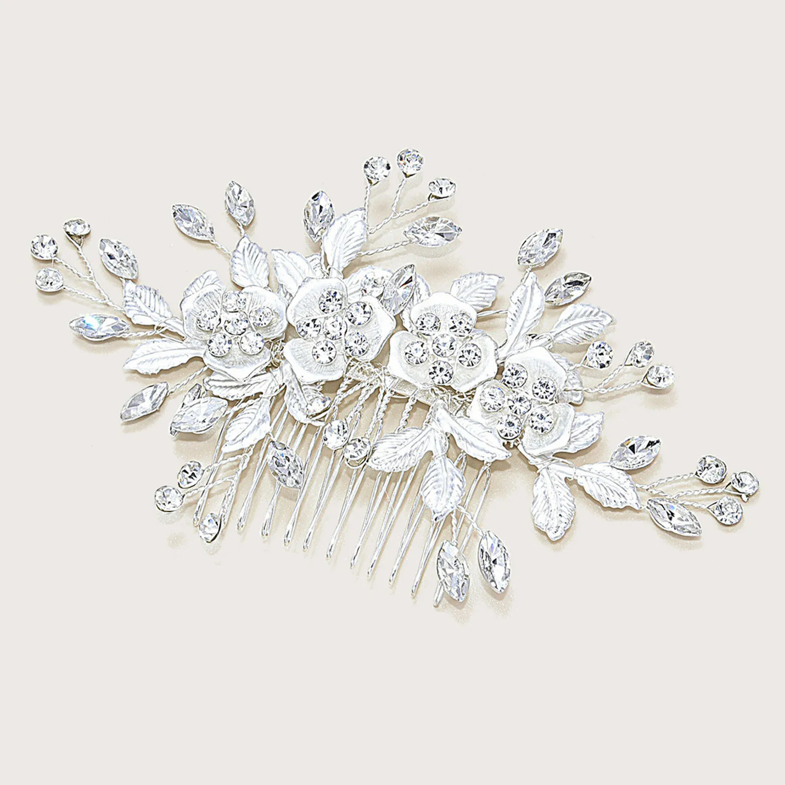 Rhinestones Wedding Hair Comb Leaf Theme Strong Hair Grip Sparkling Hair Pins for Banquet Wedding Gown Hair Clips