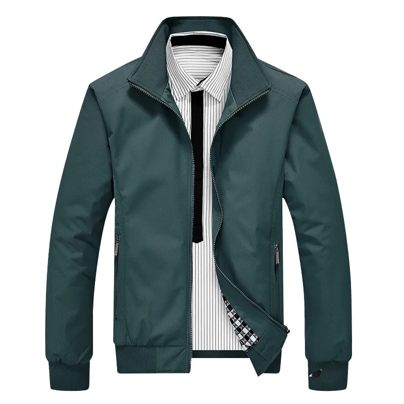 Men\'s Baseball Shirt Plus Size M-8XL Autumn Casual Thin Section Trend Simple Solid Color Black Blue Large Size Windproof Jackets