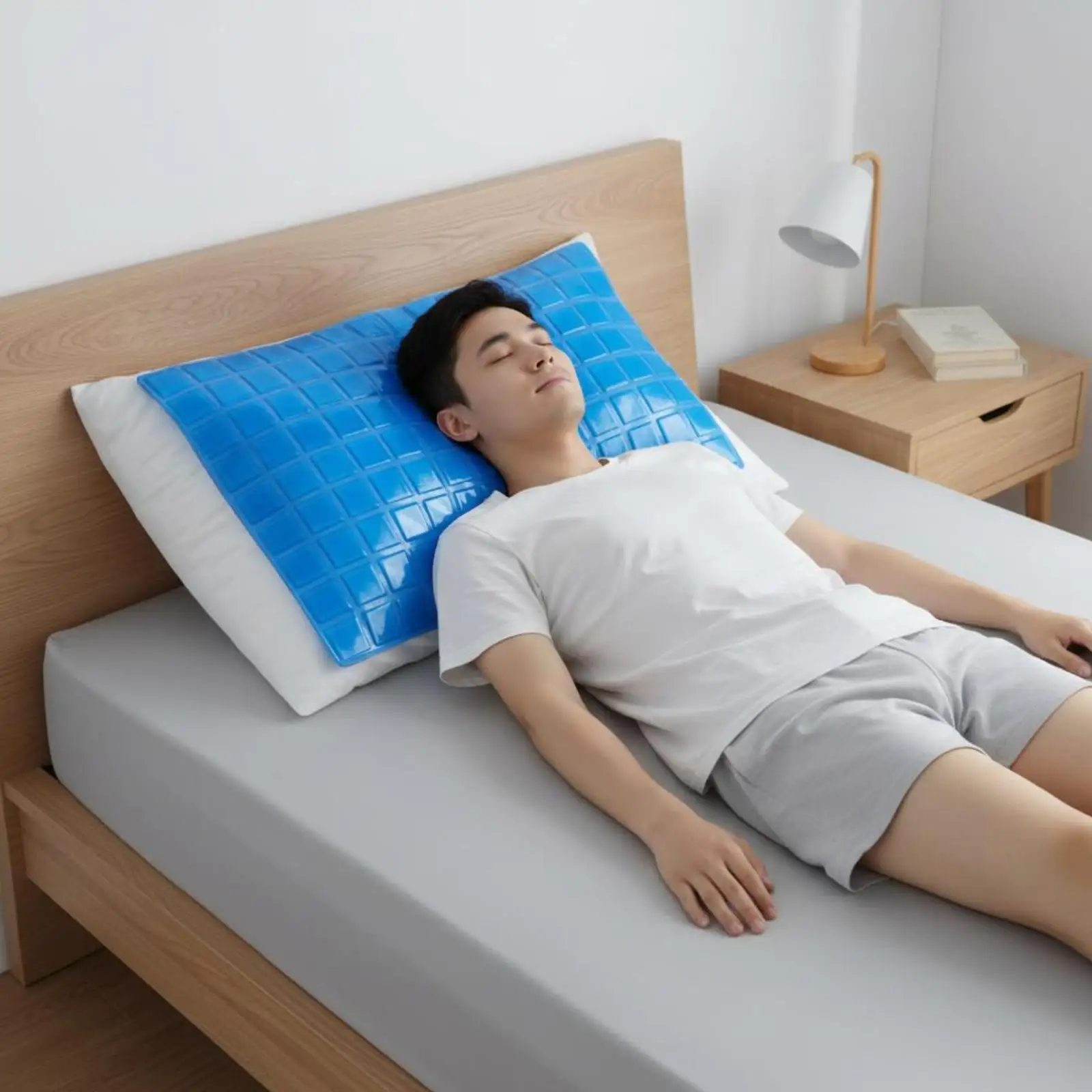 Cooling Gel Insert Pillow Polyurethane Ergonomic Cushion Pad Topper for Bedroom Travel Overnight Sleep
