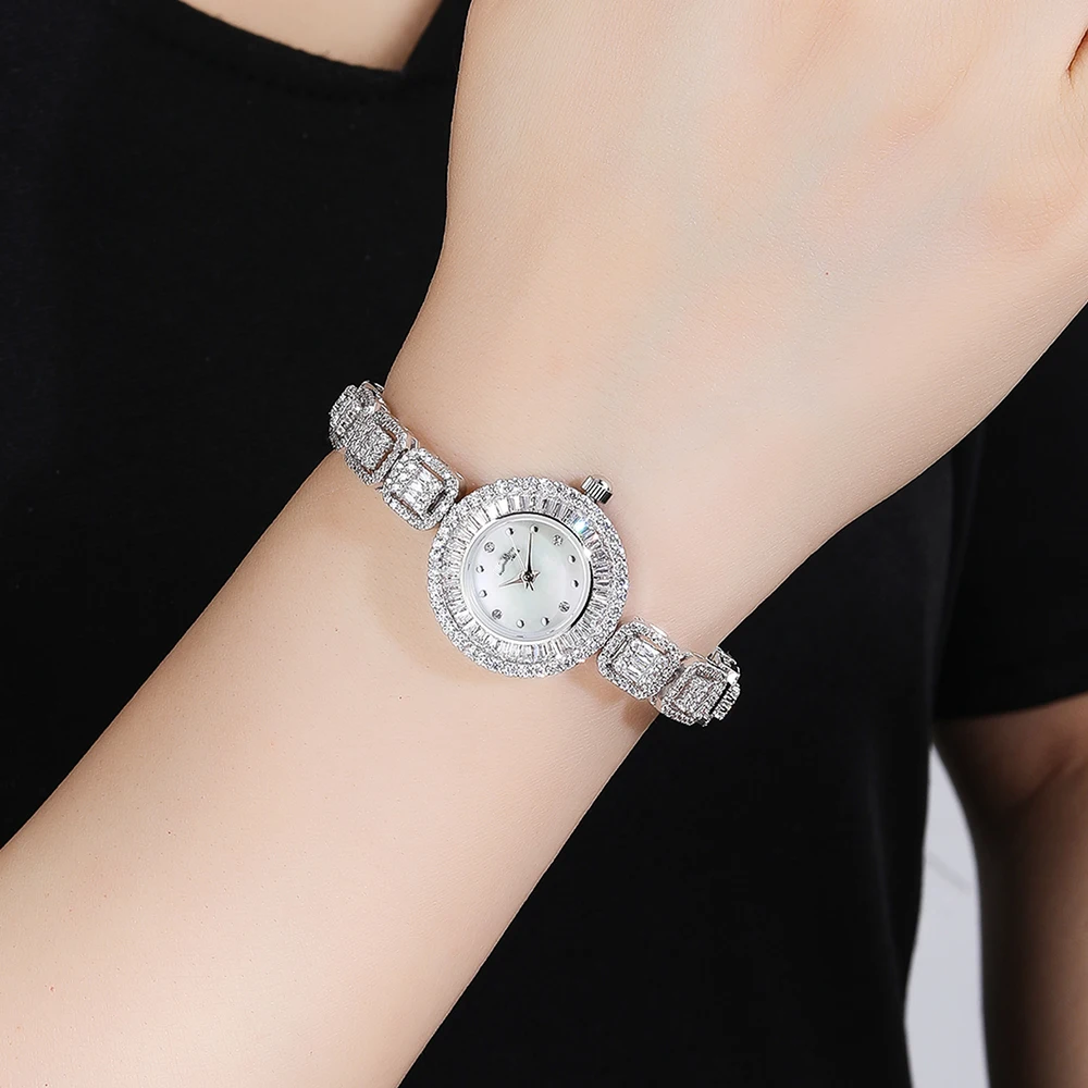 011752 Watch19cm forWomen AAA Cubic Zircon Crystal Watch for Wedding Party Jewelry Japan Movement Waterproof Made with Wholesale