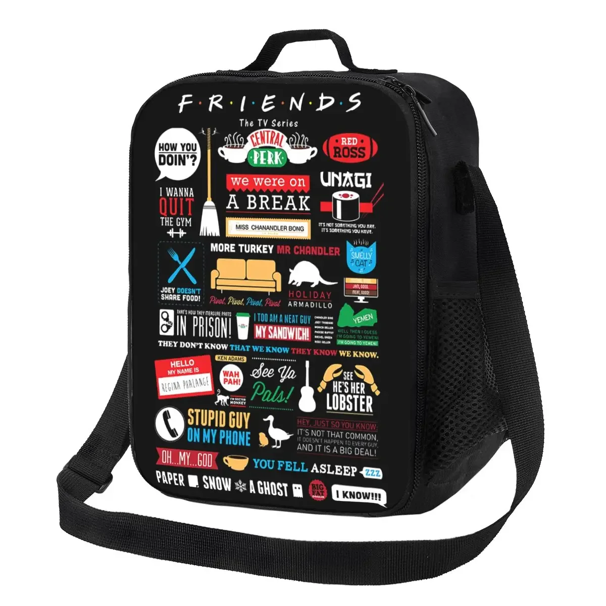 

Funny TV Show Friends Collage Insulated Lunch Bags for Camping Travel Resuable Cooler Thermal Lunch Box Women Children