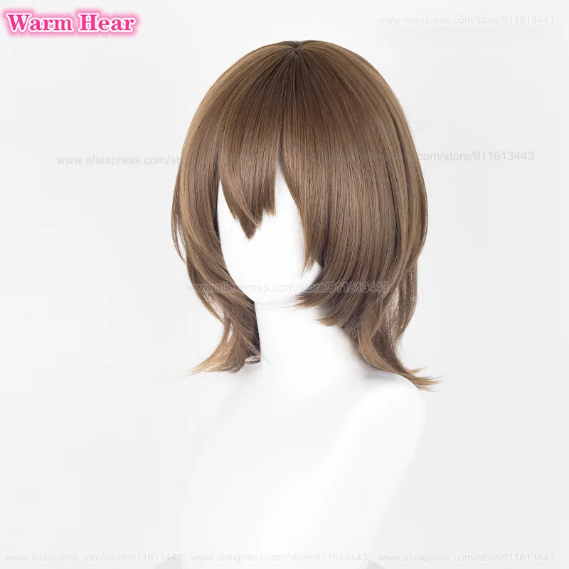 Gioco di alta qualità P5 capelli sintetici Goro Akechi 38cm marrone Cosplay parrucca Anime corvo capelli resistenti al calore parrucche di Halloween + un cappuccio parrucca