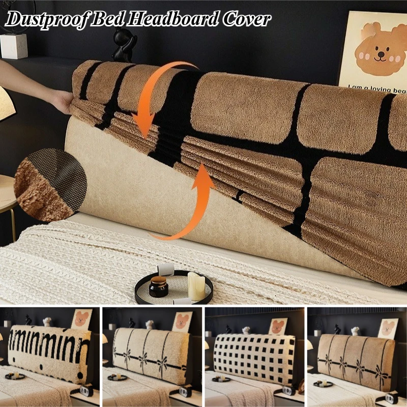 Thick Plush Bed Head Cover Headboard Cover All-inclusive Bed Back Dustproof Protector for Bedroom Apartment Indoor Home Decor