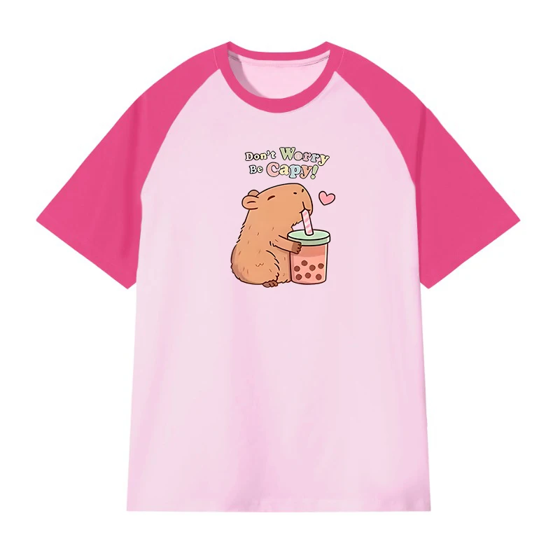 Summer Girls 100% Cotton T-shirts Japanese Cartoon Tees Adorable Breathable Color-Block Top for Kids 3 4 5 6 7 8 9 10 11 12 Year