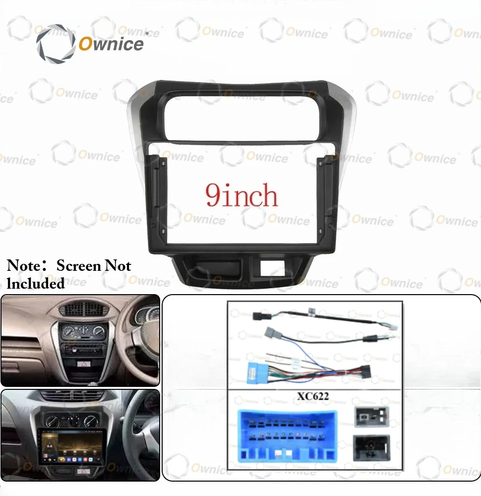 Ownice 9 Inch Quadlock Car Android Radio Frame for Suzuki ALTO 800 2014 2DIN Fascia Stereo Panel 16PIN Harness Wire Canbus Box