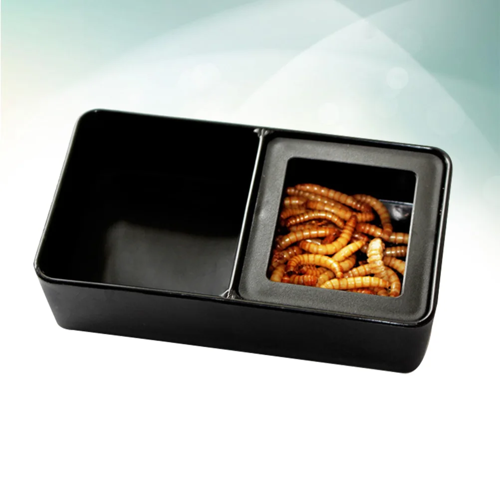 

Double Feeding Pot Reptile Bowl Pet Terrarium Black Dish Worm Splendid Easy Clean Smooth Surface Ideal Lizard Scorpion