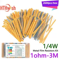 2600pcs/box 0.25W Metal Film Resistors Kit 130 Values 1%  1ohm-3M Resistance 1/4W Resistor Assortment Set