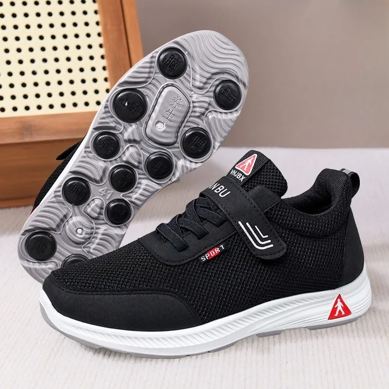 Spring Summer Men Sneaker Lightweight and Breathable Shoes Anti-slip Thick-soled Walking Shoes Middle-aged Elderly Shoes for Man