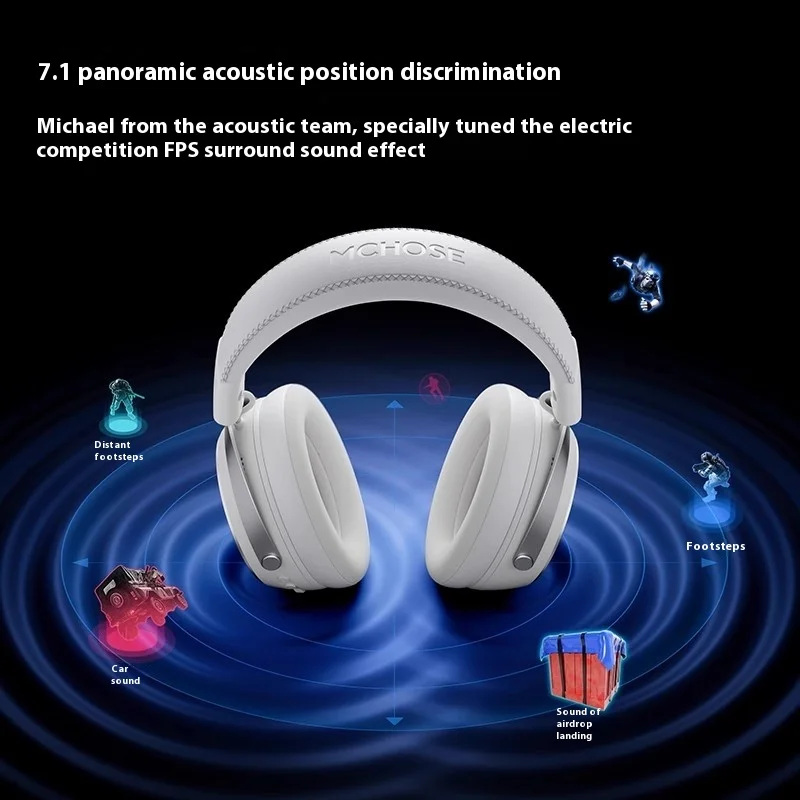 Mchose X9 Fones de ouvido para jogos sem fio 7.1 X9 Fones de ouvido sem fio Bluetooth Fps com microfone Esports Fones de ouvido personalizados presentes