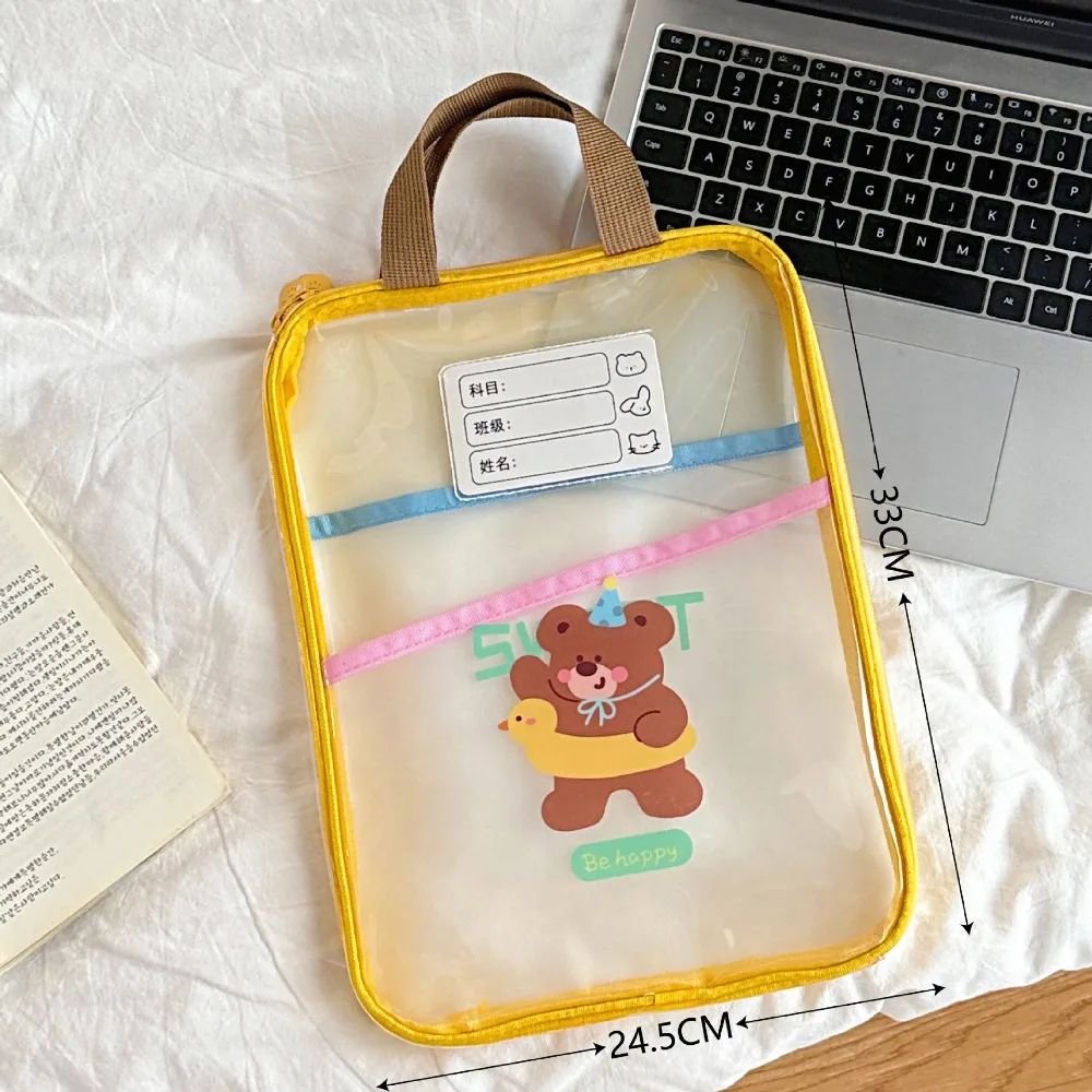 

Многофункциональная сумка для файлов с героями мультфильмов, прозрачная сумка для хранения тестовой бумаги с кроликом, сумка на молнии, карман для файлов, папка для файлов, детская сумка