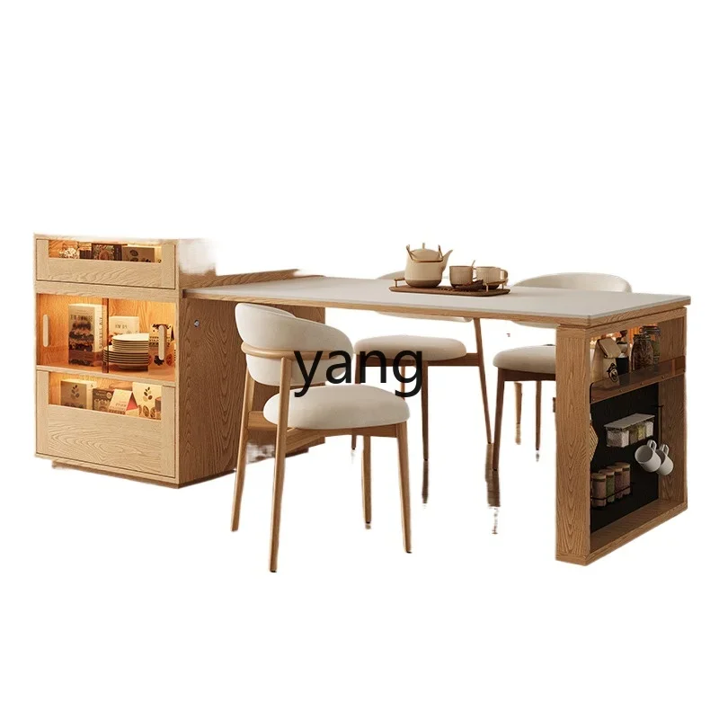 

LH H log wind rock slab island table integrated household guide table retractable multi-functional bar side cabinet