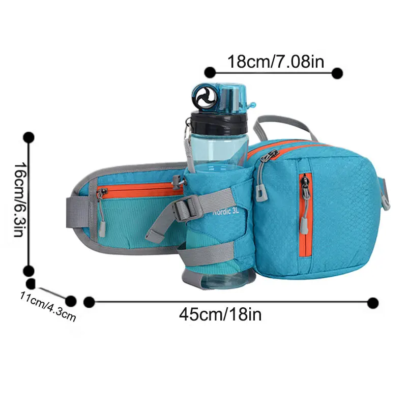 High Quality Men Women Lightweight Nylon Hiking Fanny Waist Pack Sports Bum Waist Bag Pack Running Bag with Water Bottle Holder