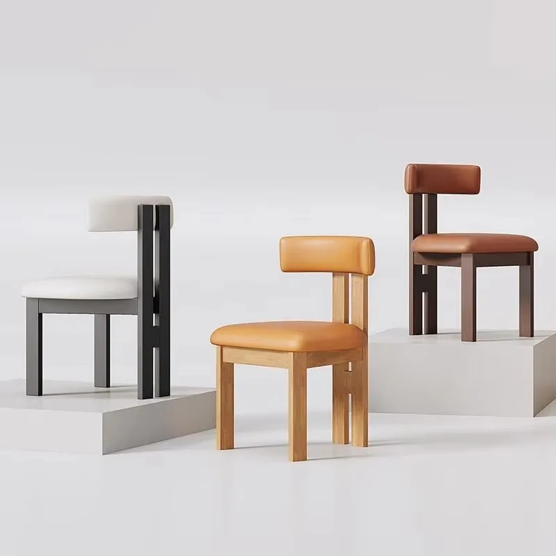 Dining Chair Antique Retro Village Rustic Restaurant Furniture Nordic Modern Luxury Home Dinning Leather Wood Dining Room Chairs
