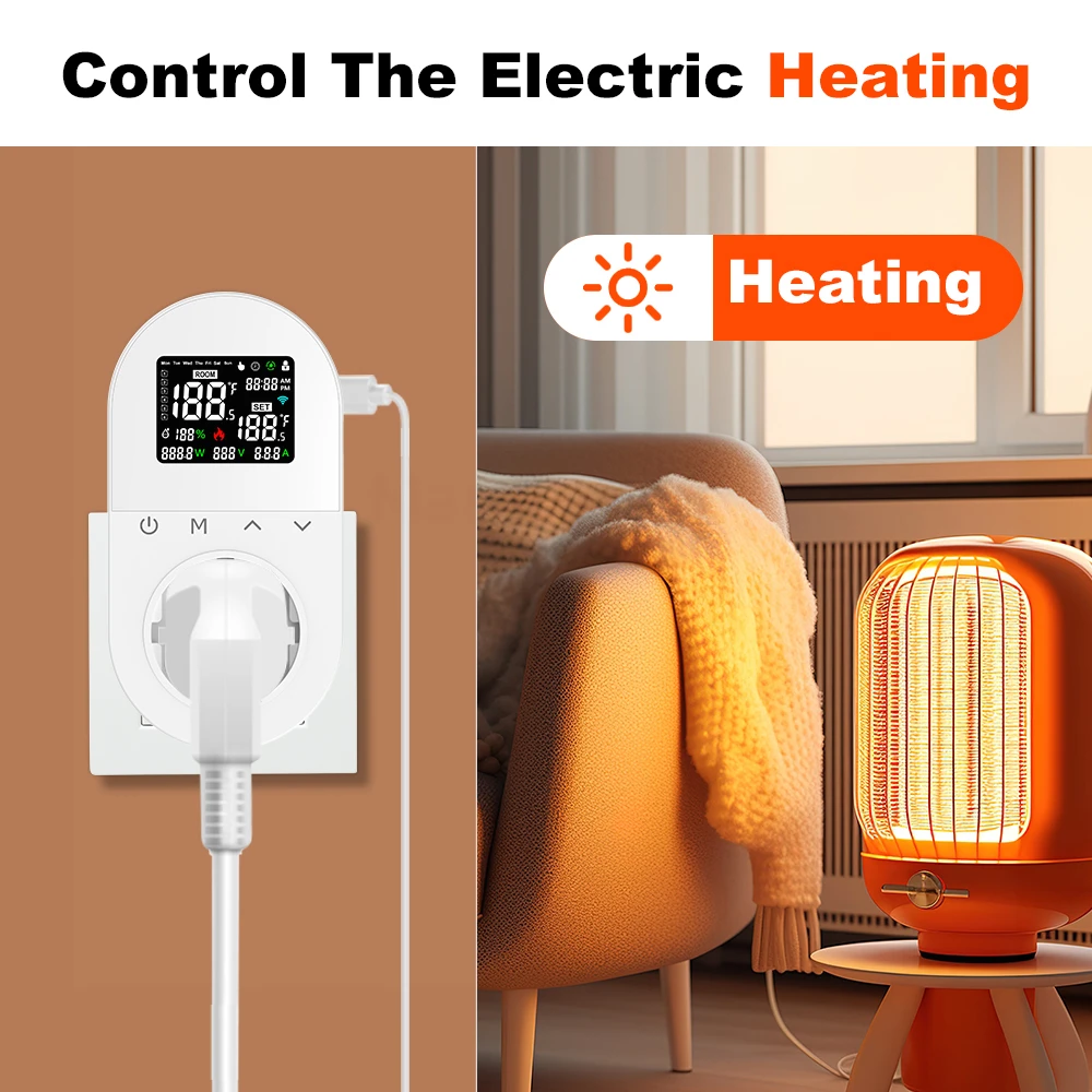 MANHOT WiFi 16A Smart Thermostat Wireless Electric Plug-in Thermostat Socket Temperature Controller Voice Control For Alexa