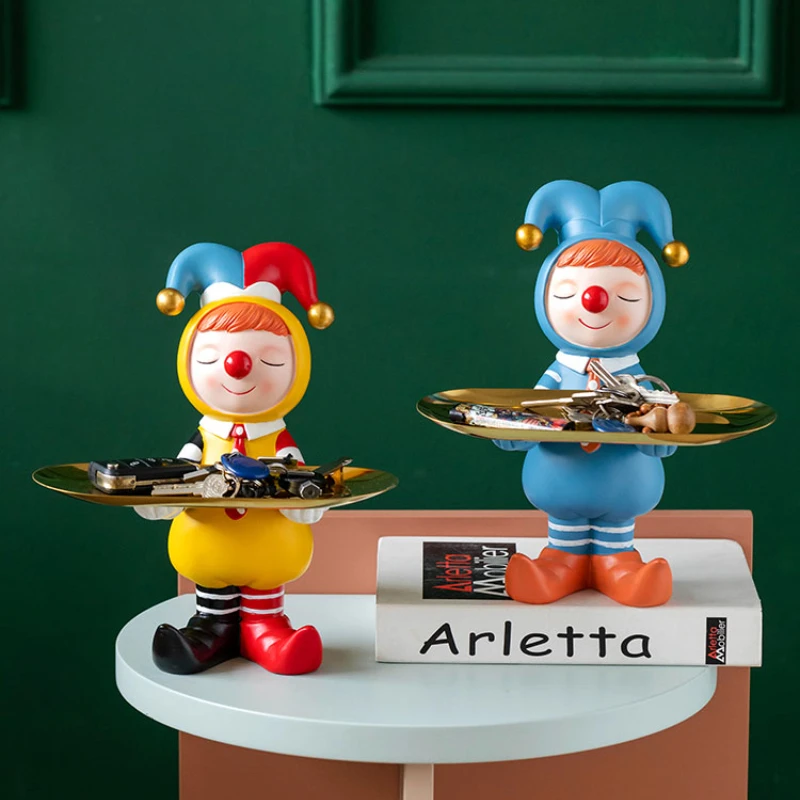 

American Creative Clown Resin Sculpture, Candy Key Jewelry Storage Tray, Living Room Study Bedroom Desktop Decoration