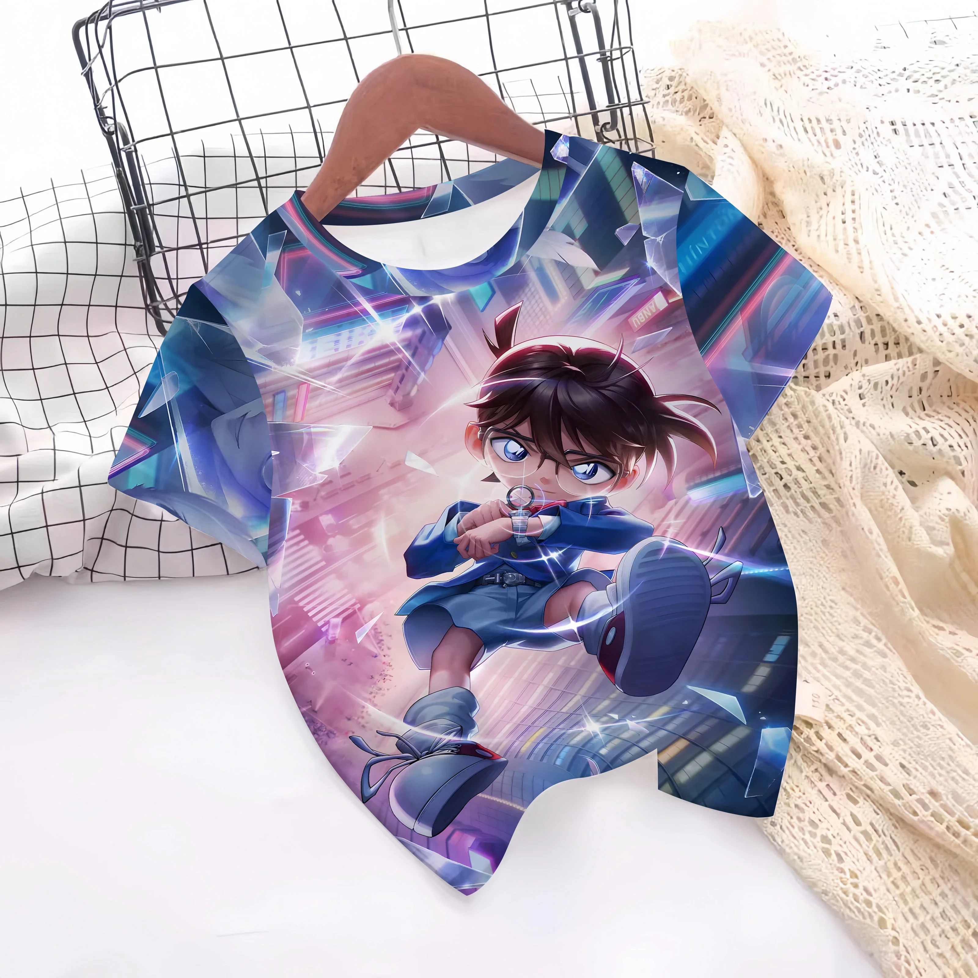 

Detective Conan 2025 Hot Sale Summer New Style 3D Cartoon Print Fashion Kids Teenagers Girls Attractive Pretty T-shirt
