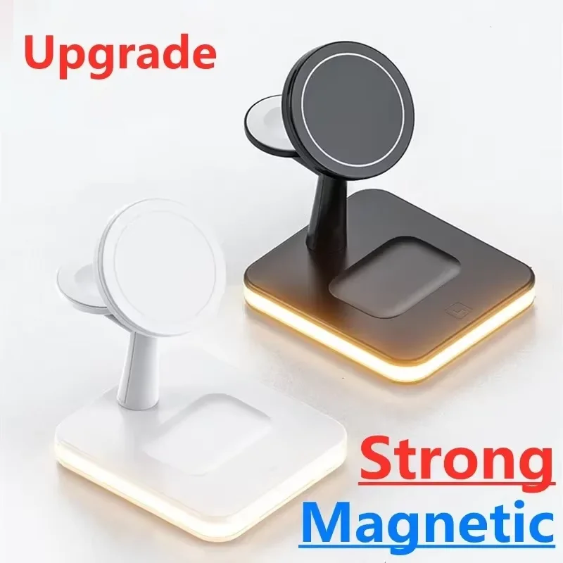 3 In 1 Wireless Chargers Stand For iPhone 17 16 15 Pro Max Mini Magnetic Fast Charging Dock Station For Airpods Pro/Apple watch