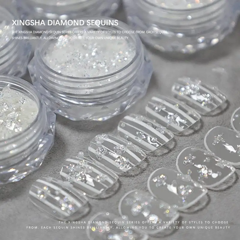 1 جرة ستار الشاش الماس مسمار بريق القلب فراشة ستار النجمي زهرة مسمار الترتر DIY مجوهرات أظافر مواد الديكور #3