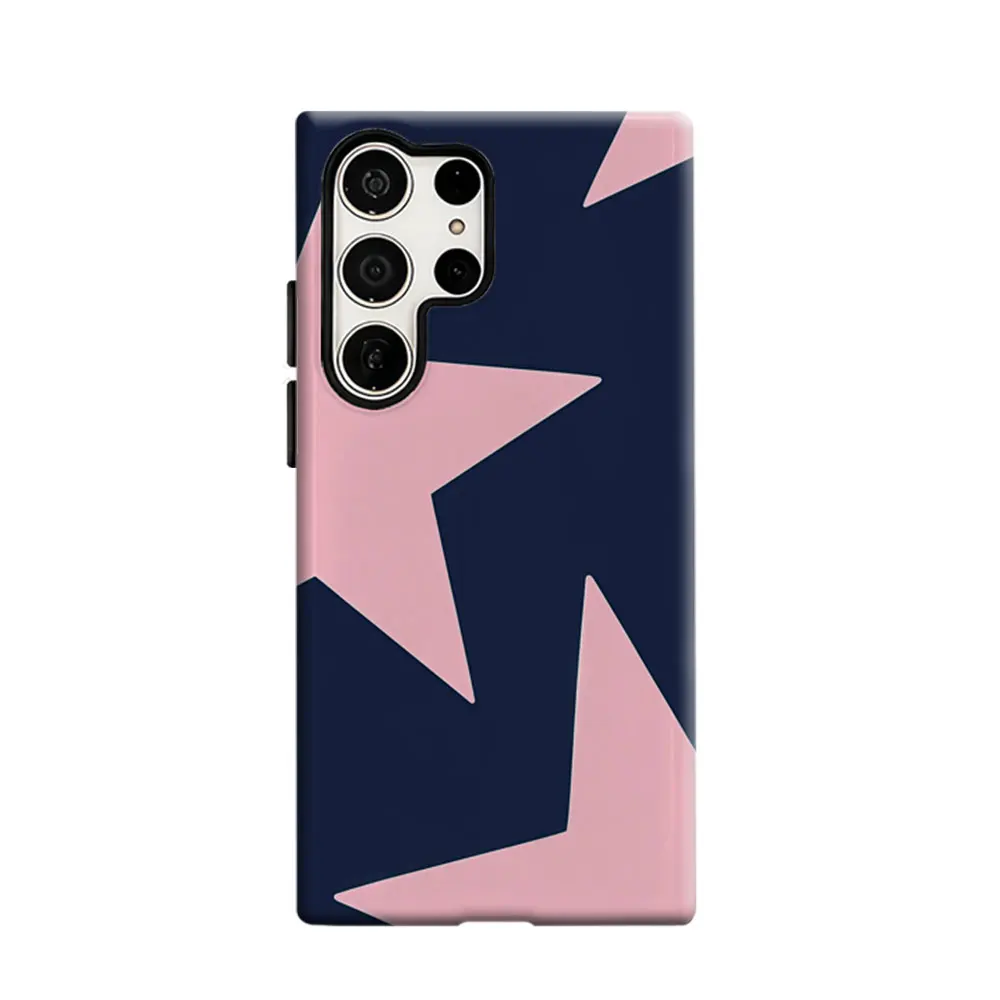 CaseLumi Phone Case For Samsung Galaxy S25 S24 S23 Ultra Plus HD Hard Pink & Navy Star Double Layer Cover Film Shell