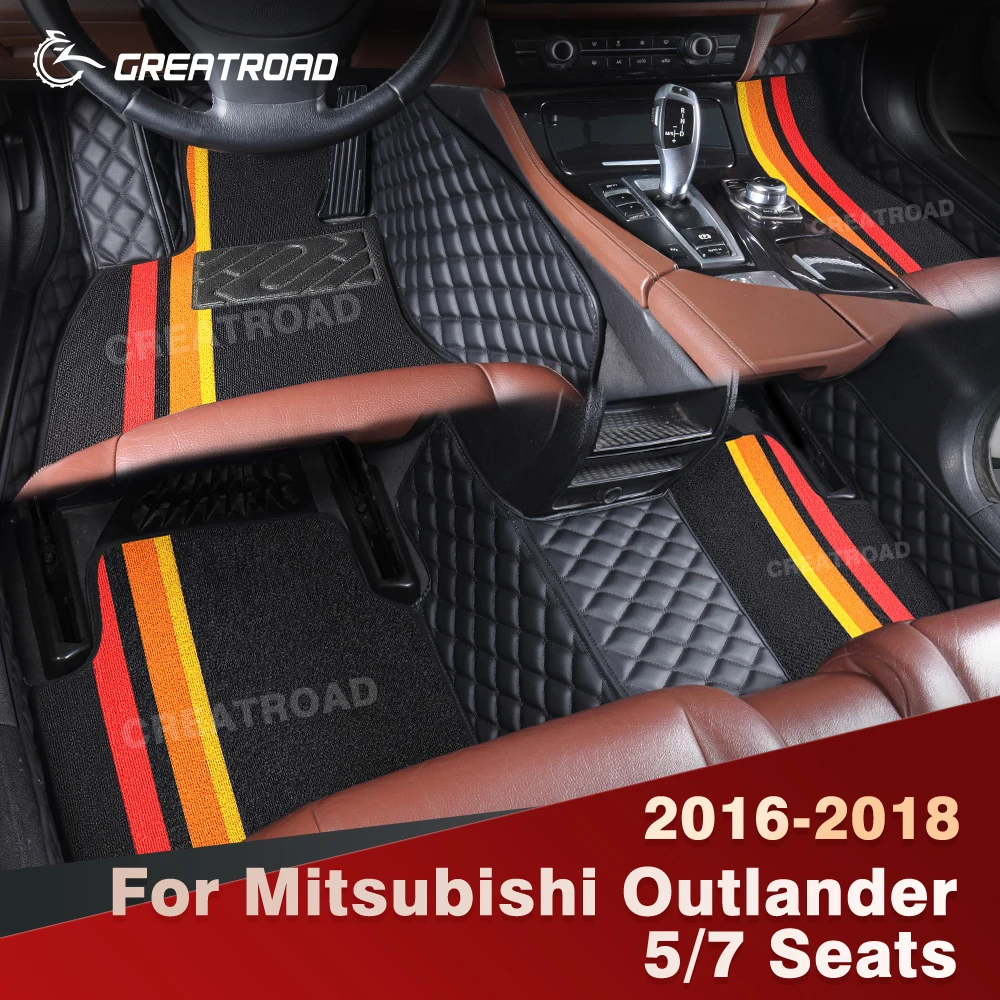 

Для Mitsubishi Outlander 5/7 мест 2016 2017 2018, двухслойные автомобильные коврики на заказ, автомобильный ковер, аксессуары для интерьера