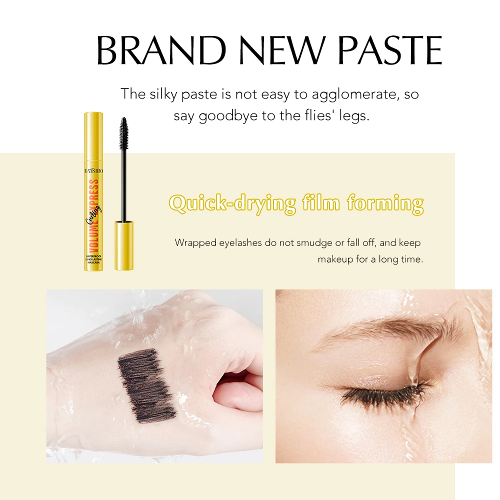 DAISIBO 블랙 컬링 마스카라 - 매끄럽고 속건성, 섬유질, 가늘고 도톰한 7D 입체감, 24시간 지속되는 세팅