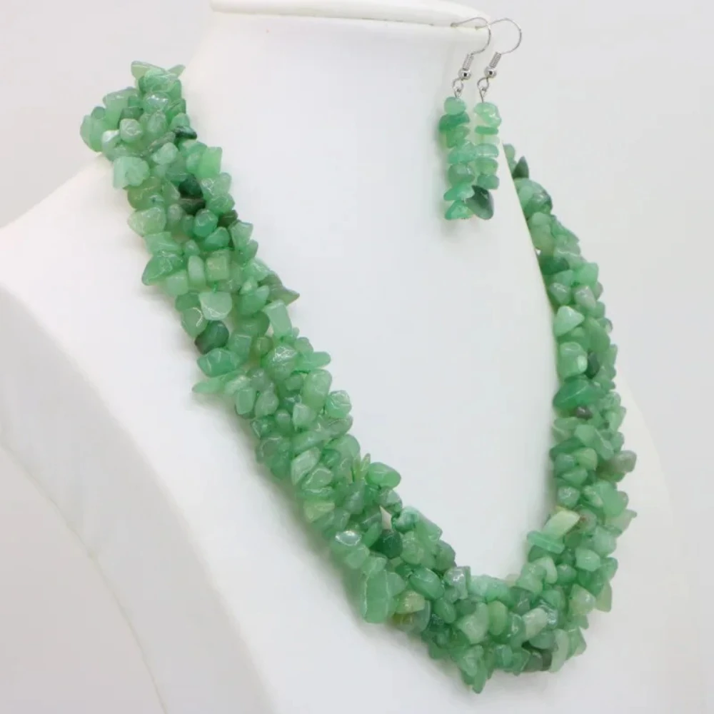 

Gravel Irregular Tiger Stone/lapis Lazuli/Turkey/green Aventurine/onyx Necklace Earrings 18Inches DIY Best Selling Women Jewelry