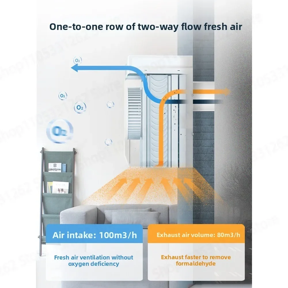 Wall Mounted Heat Recovery Ventilator  Fresh Air System with PM2.5 Filter for Home Formaldehyde Removal