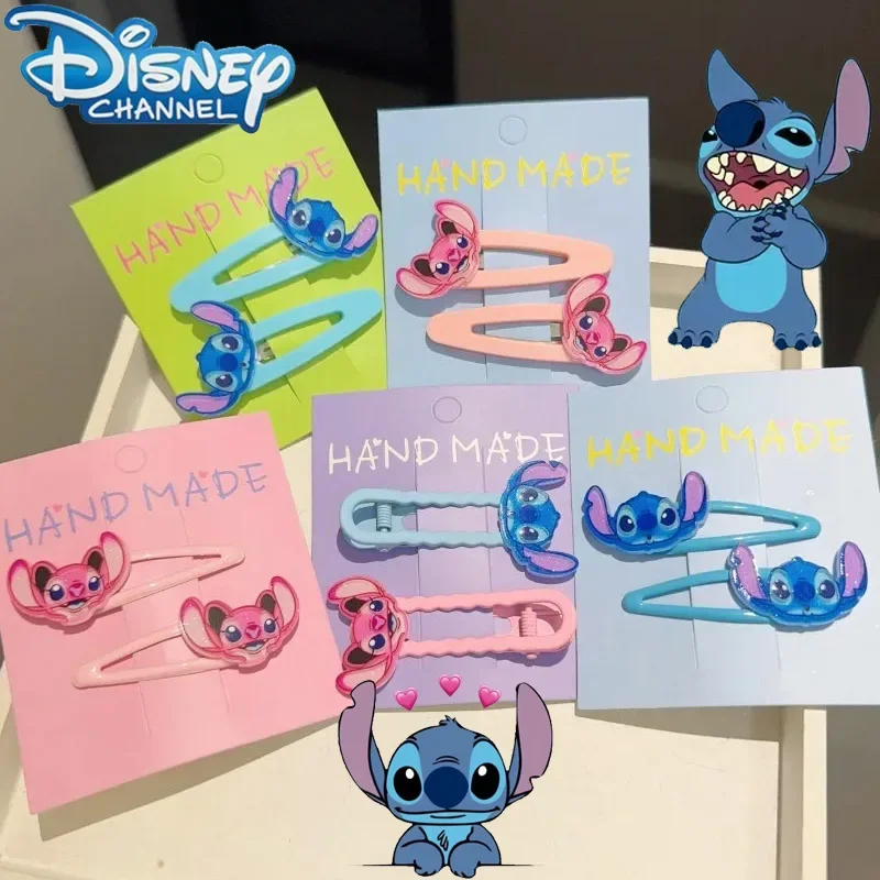 Klip rambut anak perempuan, Stitch klip rambut kartun Disney, aksesori rambut warna permen lucu, perhiasan hadiah ulang tahun