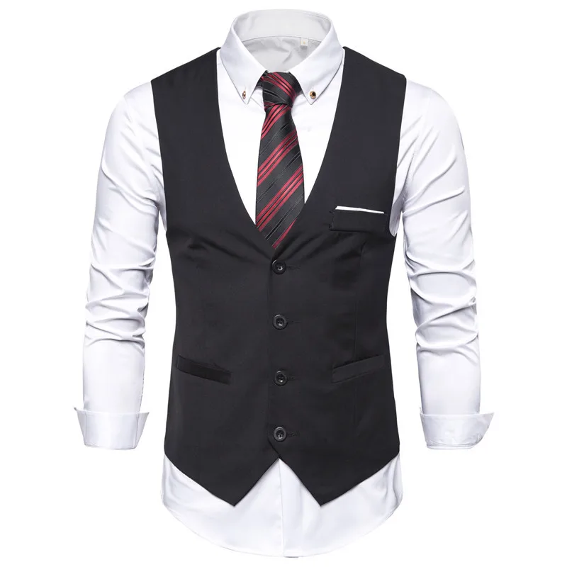 

Men Business Leisure Professional Suit Vest Korean Style Slim Fit Vest