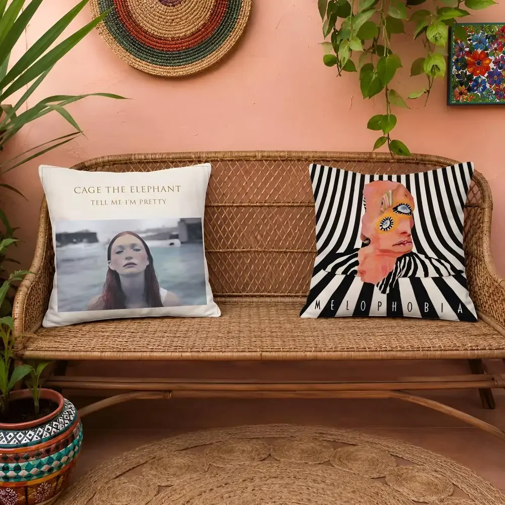 C-cage The E-elephant Album Cover Cushion Cover Pillow Cover Soft Plush Fabric Removable Washable Sofa Chair Bed Decoration