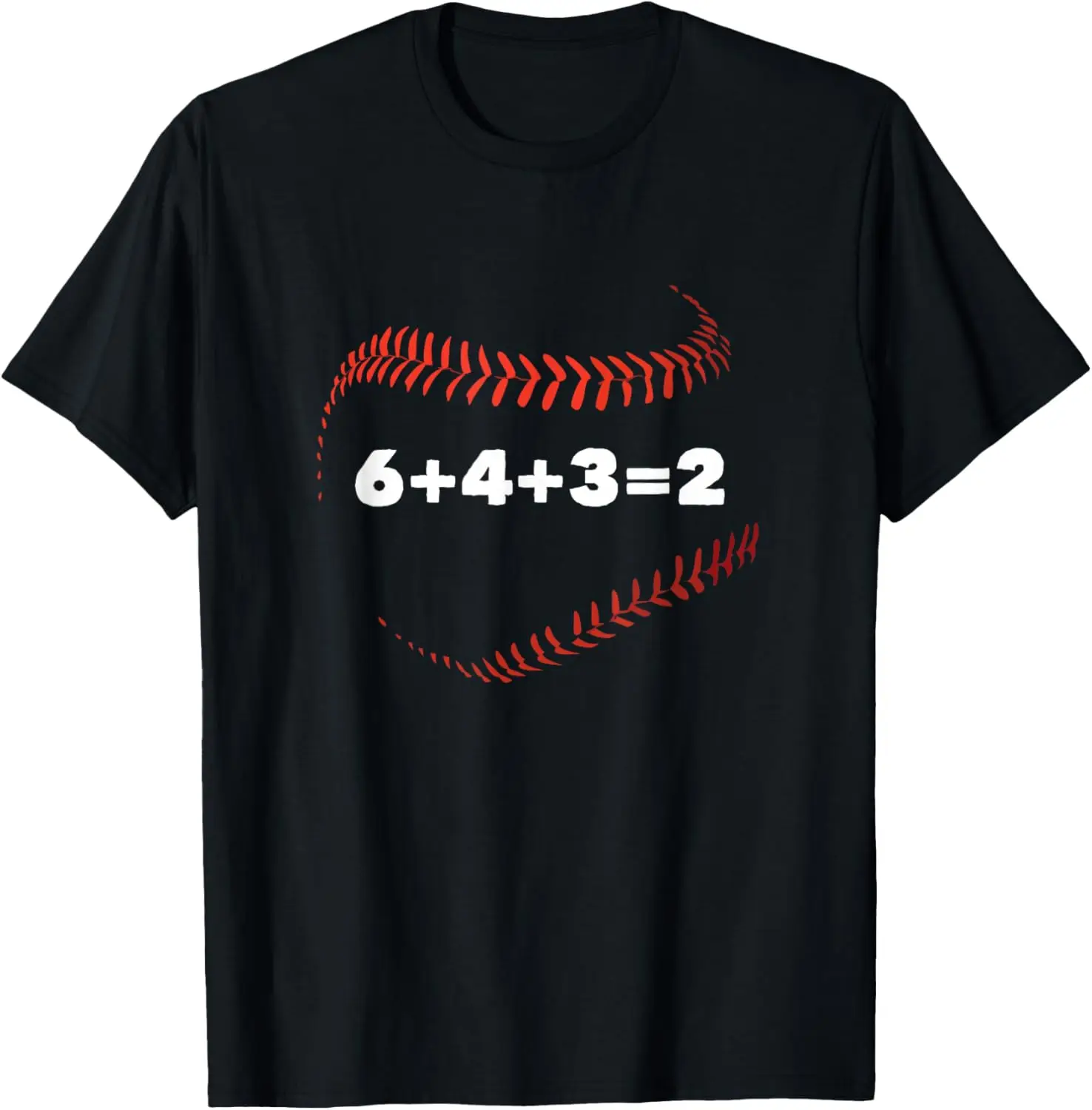 6 4 3 Equals 2 Double Play Baseball Math Graphic Tee Men's Casual Short Sleeve T-Shirt