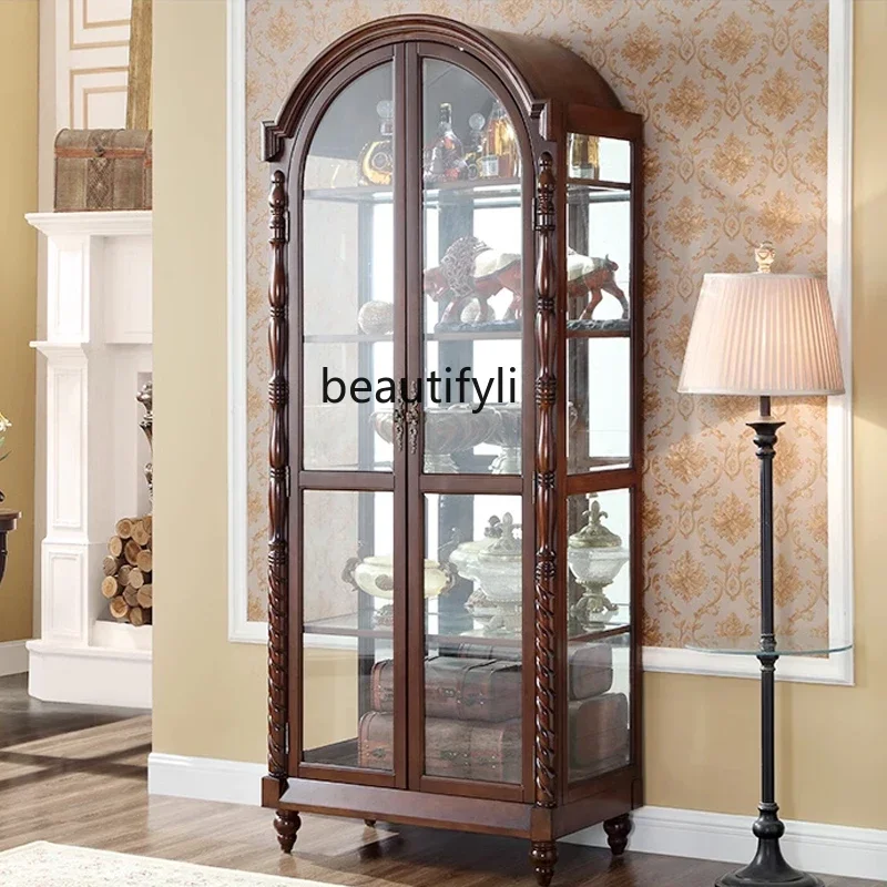 

Американский двухдверный винный шкаф, европейский ретро-арковый дом, гостиная, настенный стеклянный шкаф-витрина R