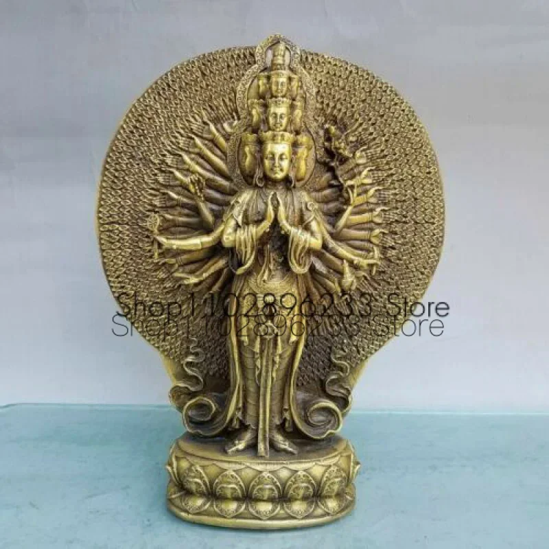 

12" China Pure Bronze 1000 Arms Avalokiteshvara Kwan-yin Guanyin Goddess Statue