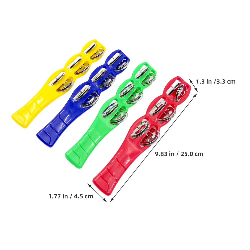 

4 Pcs Sticks Tambourine Musical Instruments Musical Instrument Jingle Sticks Kids Multi Color Yellow Red Green Blue Plastic