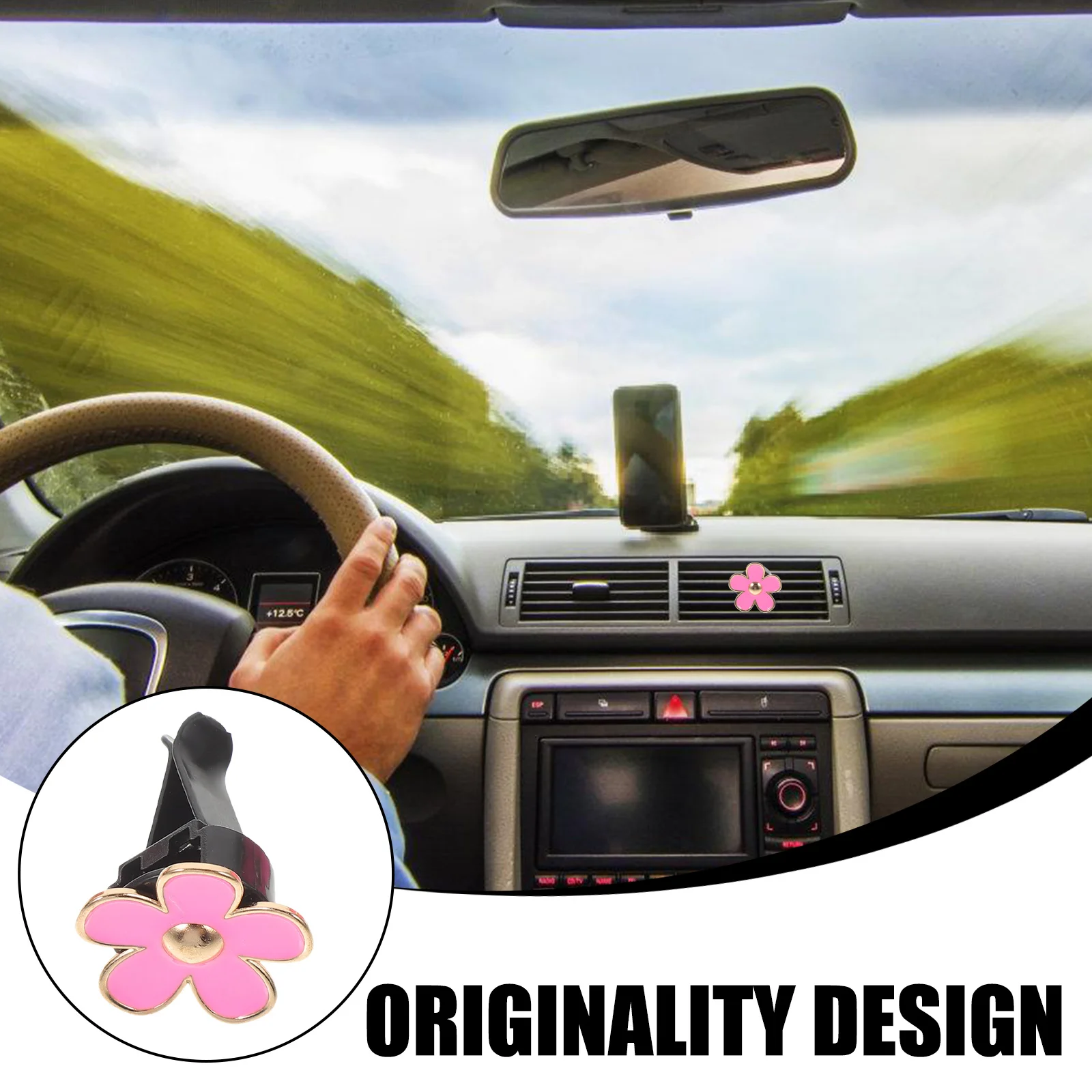 

4Pcs Car Air Vent Clips Rhinestone Aromatherapy Decorative Heart Shaped Fragrance Pads Holder Elegant Design Car Outlet Clips