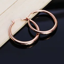 925 Sterling Silver charms 3.5cm circle hoop earrings high quality 18K gold plated Fashion party Jewelry Wedding Christmas Gifts