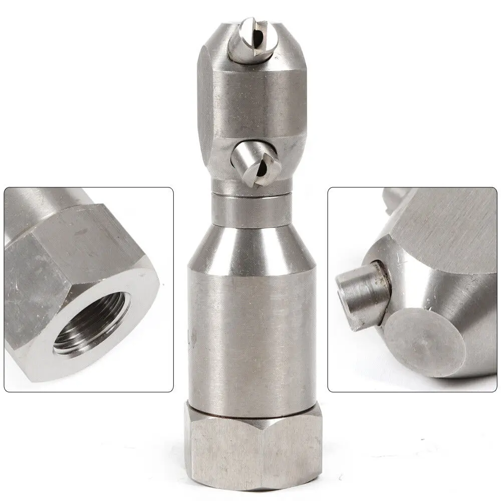 Rotating Jetter Head Rotary Nozzle Pressure Washer Drain Sewer Hose Cleaner 1/2"