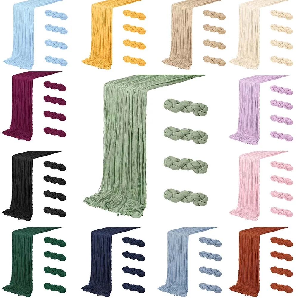 4 Park Cheesecloth Table Runners 20x120 Inch Gauze Semi Sheer Boho 10 FT Long for Wedding Party Baby Shower Bridal Shower Deco
