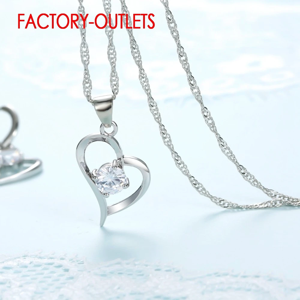 925 Sterling Silver Bridal Jewelry Sets Heart Pattern Romantic Style CZ Crystal Women Girls Engagement Anniversary Wholesale