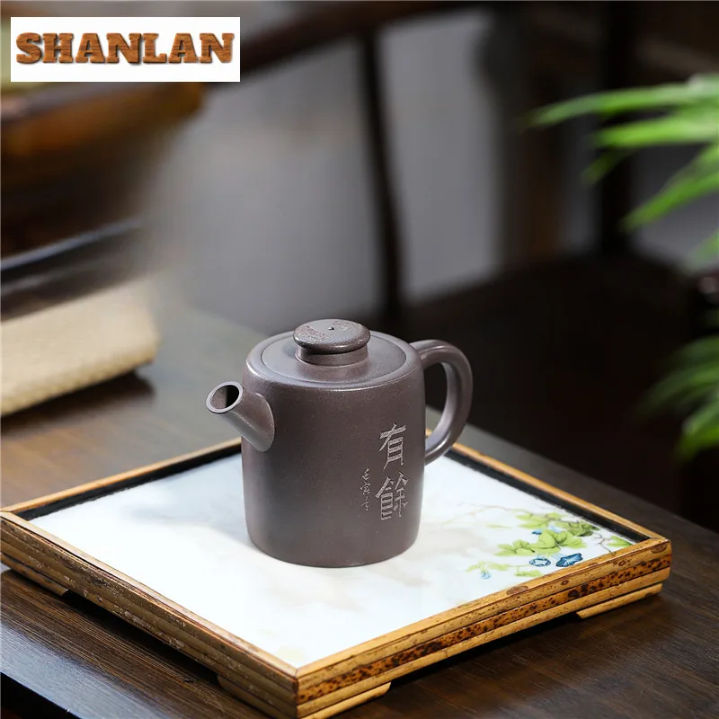 

240 мл Исин Фиолетовые глиняные чайники ручной работы с большим колесом Горшок из необработанной руды и лазурной грязи Чайник с заварочным устройством Чайный сервиз Zisha для