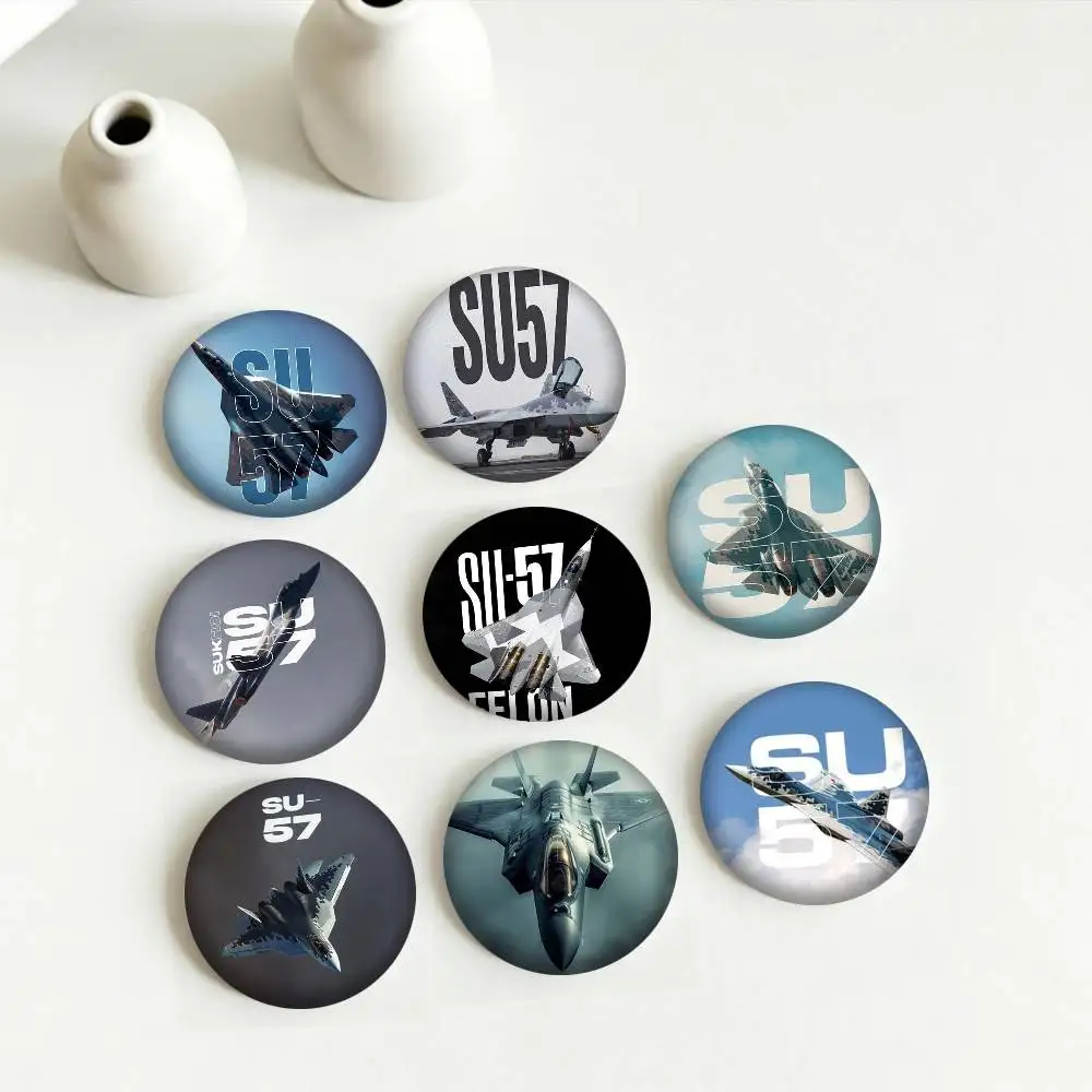 C-Cool Su-57 Fighter Jet 25mm 32mm 44mm 58mm 75mm Brooches Badges Pins for Accessories Gift