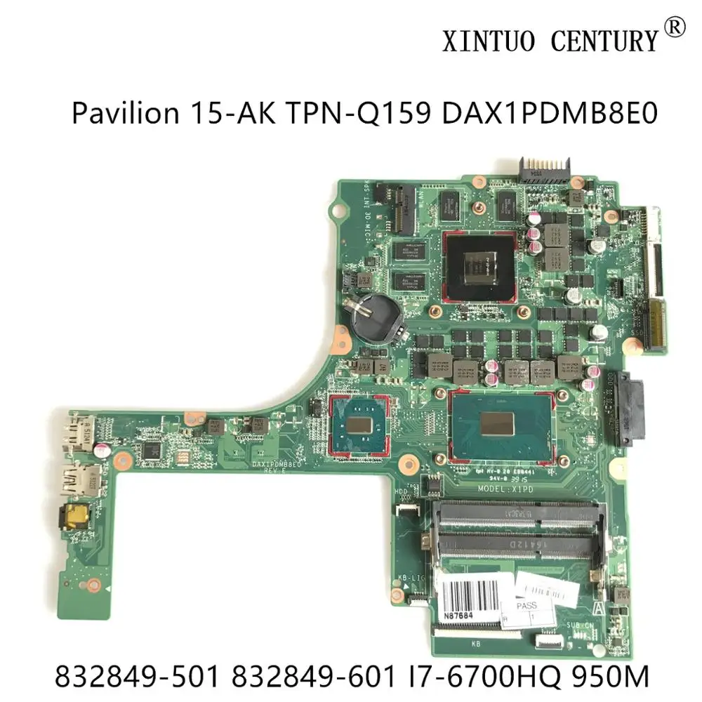 

832849-501 832849-601 For HP Pavilion 15-AK TPN-Q159 Motherboard DAX1PDMB8E0 W/ i7-6700HQ N16P-GT-A2 100% tested working