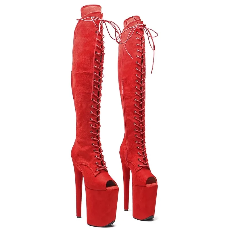 

New 23CM/9inches Suede Upper Modern Sexy Nightclub Pole Dance Shoes High Heel Platform Women's Boots 120