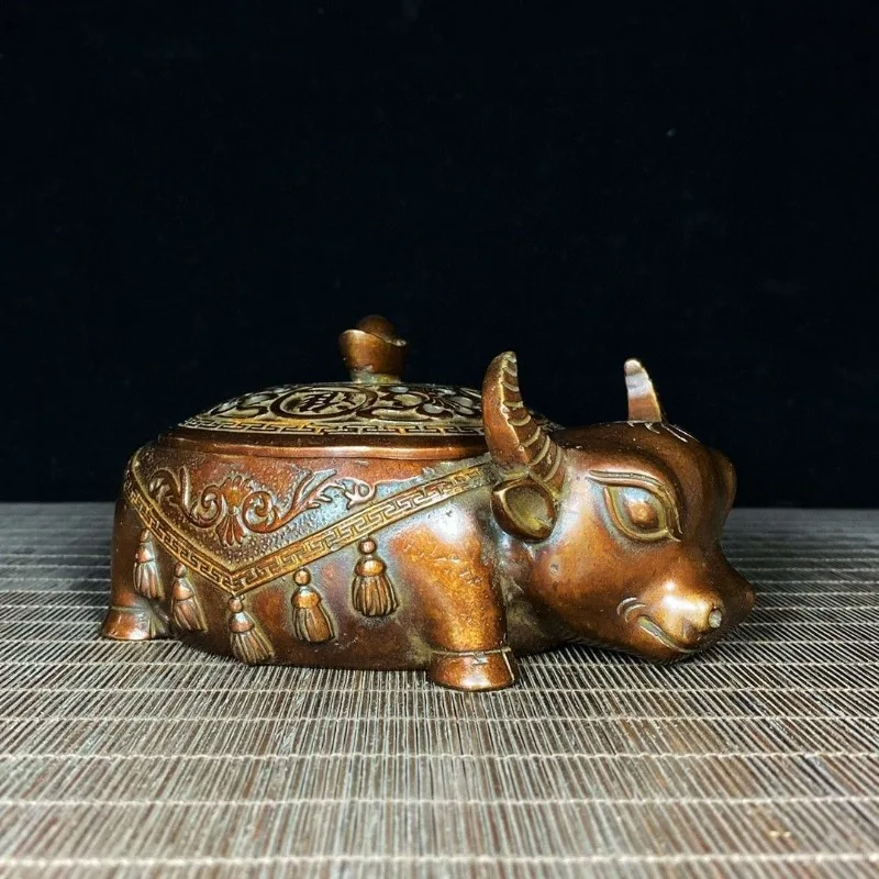 Antique Ox Incense Censer Zodiac Bull Statue Ashtray Vintage Desktop Decorative Sculpture Home Decoration Accessories