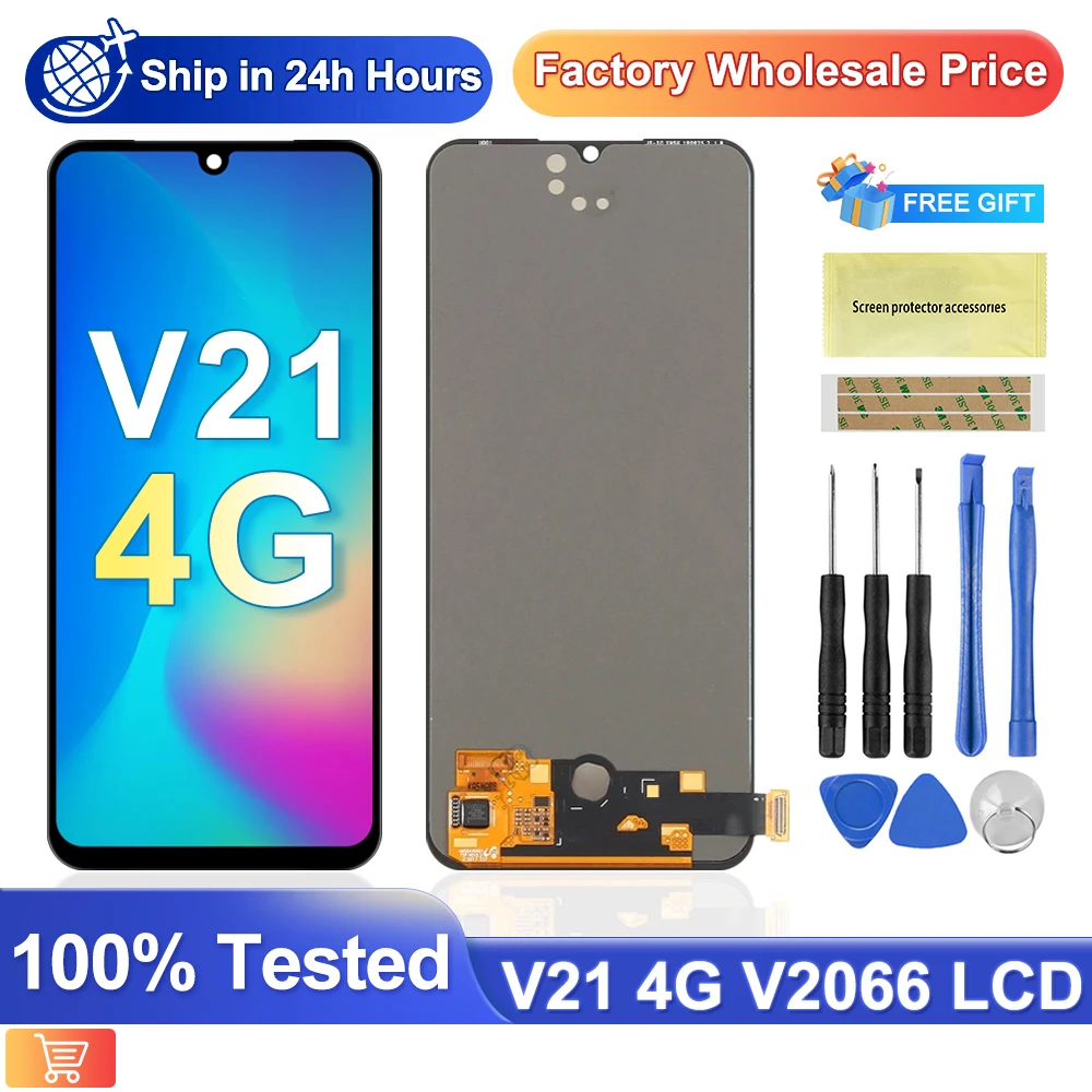 

AMOLED для Vivo V21 4G V2050, ЖК-экран, сенсорный преобразователь в сборе, запасные части для V21 5G, ЖК-дисплей.