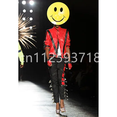 Imagen 2 del producto Michael Jackson Thriller Disfraces aterradores Chaqueta de cuero roja para mujeres Adultos Vestido Halloween Navidad