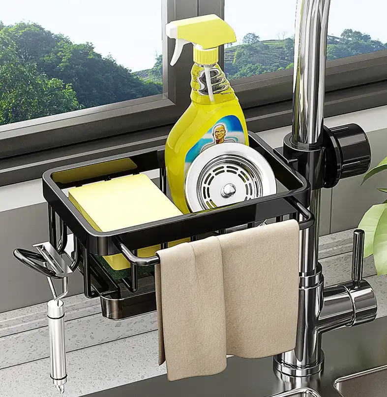 Kitchen Stainless Steel Sink Drainer Sponge Storage Faucet Rack Towel Rack Shelf Organizer Kitchen Accessories