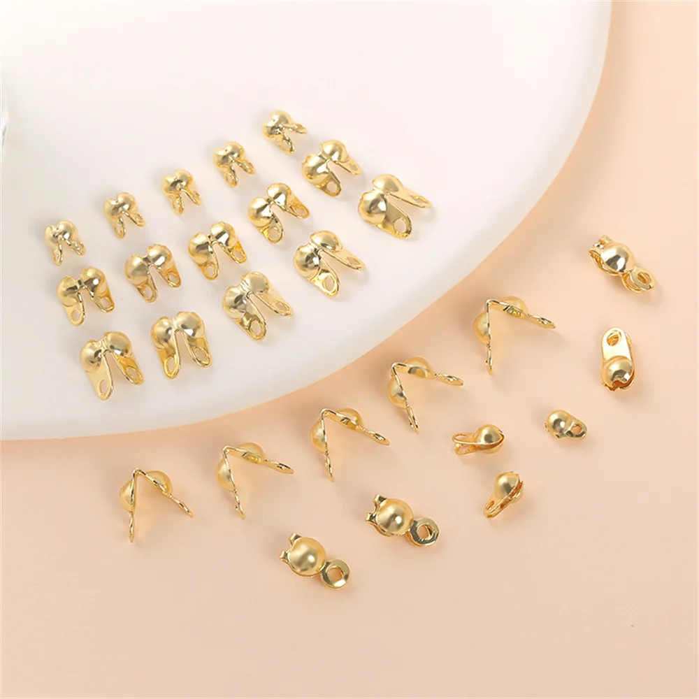 

50pcs/lot 18k Gold Plated Connector Clasp Crimp End Beads For Bracelet Necklace Chains DIY Jewelry Making Supplies Accessories