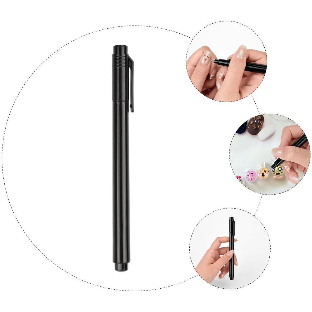 1 قطعة قلم تزيين الأظافر الأسود أداة مانيكير احترافية لصالون المنزل لتقوم بها بنفسك طلاء الأظافر ديكور قلم أسود مانيكير أساسي #1