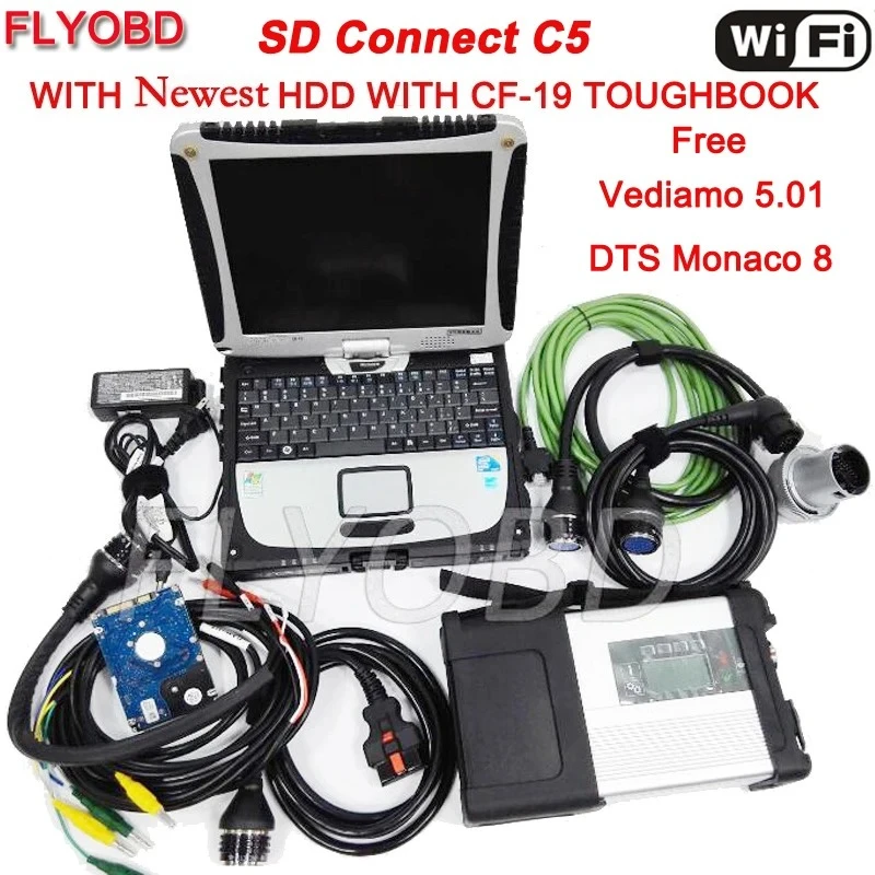 DOIP MB Star C5 Auto Diagnostic Tool with Software V2023-09 SSD and CF-19 Toughbook Fully Ready to Use Xentry SD C5 OBD2 Scanner